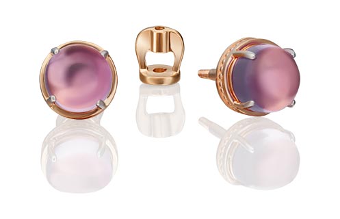 Золотые серьги пусеты-гвоздики PLATINA Jewelry 02-4678-00-203-1110-46 с аметистами