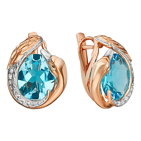Золотые серьги ''Лебедь'' PLATINA Jewelry 02-4699-00-201-1110-46 с топазами
