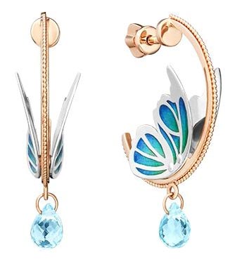 Золотые серьги PLATINA Jewelry 02-4700-00-201-1111-75 c эмалью, топазом