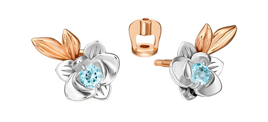 Золотые серьги пусеты-гвоздики PLATINA Jewelry 02-4706-00-201-1111-75 с топазами