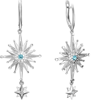 Серебряные серьги PLATINA Jewelry 02-4751-00-201-0200-68-Ag c топазом