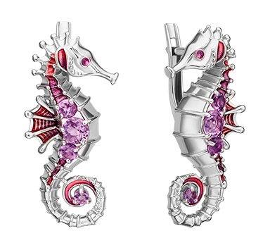 Серебряные серьги PLATINA Jewelry 02-4755-00-203-0200-69-Ag c аметистом