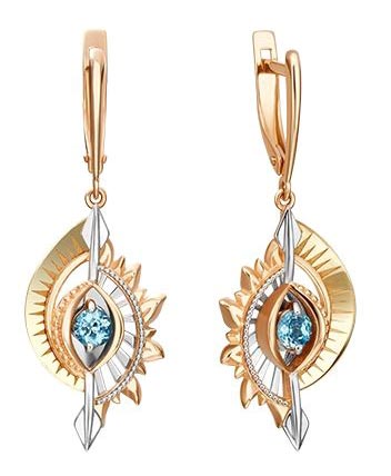 Золотые серьги PLATINA Jewelry 02-4760-00-201-1140-76 c топазом