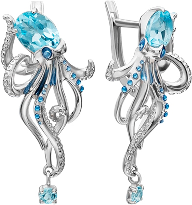 Серебряные серьги PLATINA Jewelry 02-4766-00-201-0200-69-Ag c топазом