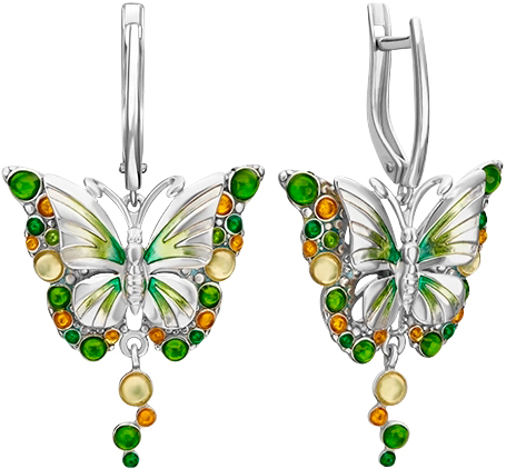 Серебряные серьги PLATINA Jewelry 02-4785-00-000-0200-68-Ag c эмалью