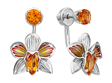 Серебряные серьги PLATINA Jewelry 02-4796-00-206-0200-68-Ag c цитрином