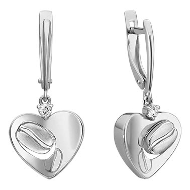 Серьги из белого золота с подвесками ''Сердца'' PLATINA Jewelry 02-4918-01-201-1120 с белыми топазами