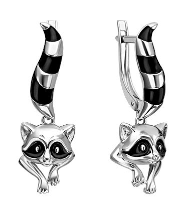 Серебряные серьги PLATINA Jewelry 02-4980-00-000-0200-Ag c эмалью