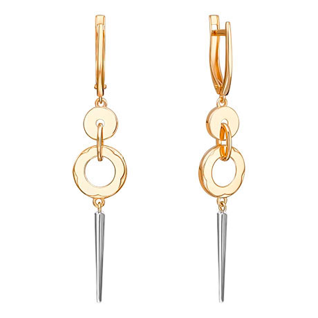 Золотые длинные круглые серьги PLATINA Jewelry 02-5001-00-000-1121