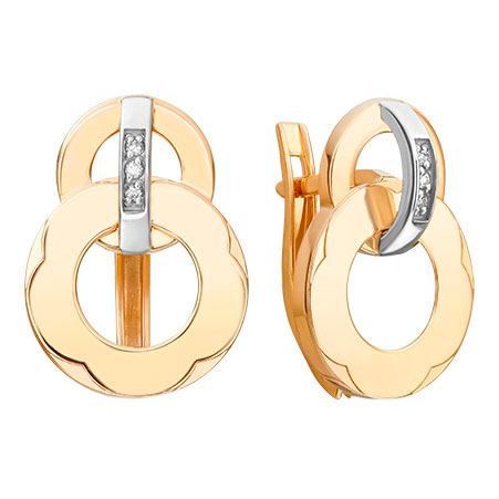 Золотые круглые серьги PLATINA Jewelry 02-5002-00-101-1121 с бриллиантами
