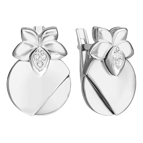 Серьги из белого золота PLATINA Jewelry 02-5017-00-101-1120 с бриллиантами