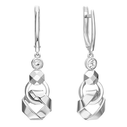 Серьги из белого золота с подвесками PLATINA Jewelry 02-5031-00-201-1120 с белыми топазами