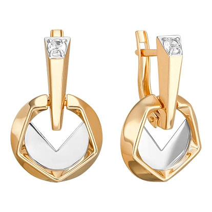 Золотые круглые серьги PLATINA Jewelry 02-5044-00-201-1121 с белыми топазами