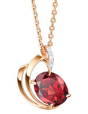 Золотая подвеска PLATINA Jewelry 03-2420-00-210-1110-46 с гранатом, фианитом