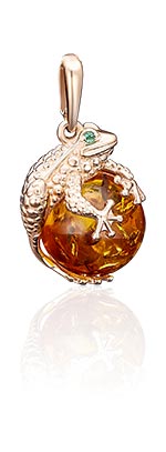 Золотая подвеска PLATINA Jewelry 03-2509-00-272-1110-46 янтарем, фианитом