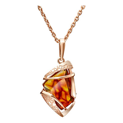 Золотая подвеска PLATINA Jewelry 03-2817-00-271-1110-46 с янтарем