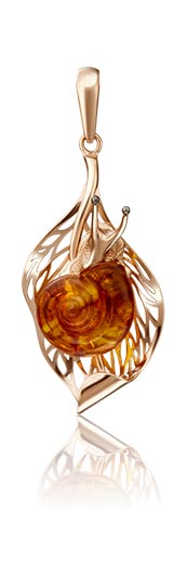 Золотая подвеска PLATINA Jewelry 03-2897-00-271-1110-46 с янтарем