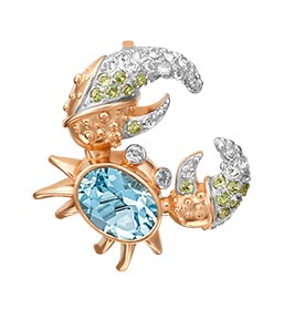 Золотой кулон PLATINA Jewelry 03-3105-00-243-1110-46 с топазом, хризолитом