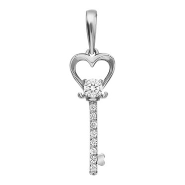 Кулон из белого золота ''Ключ'' PLATINA Jewelry 03-3141-00-401-1120-03 с фианитами