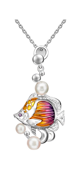 Серебряный кулон PLATINA Jewelry 03-3260-00-301-0200-68-Ag c эмалью, жемчугом