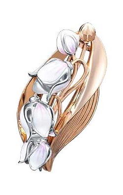 Золотая брошь ''Ландыши'' PLATINA Jewelry 04-0165-00-000-1111-59 с эмалью