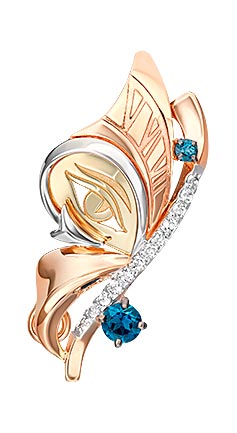 Золотая брошь PLATINA Jewelry 04-0262-00-201-1113 с топазами