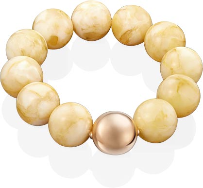 Золотой браслет из бусин на руку PLATINA Jewelry 05-0554-00-271-1110-46 с янтарем