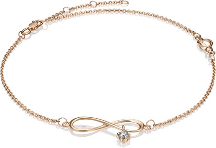 Золотой браслет на ногу PLATINA Jewelry 05-0596-01-401-1110-65 с фианитом