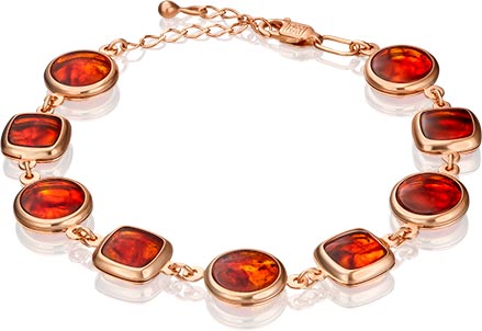 Золотой браслет PLATINA Jewelry 05-0600-00-271-1110-46 с янтарем