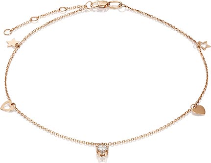 Золотой браслет на ногу PLATINA Jewelry 05-0606-00-401-1110-42 с фианитом