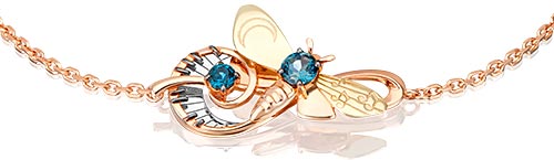 Золотой браслет с подвеской ''Мотылек'' PLATINA Jewelry 05-0707-00-201-1140 с топазами