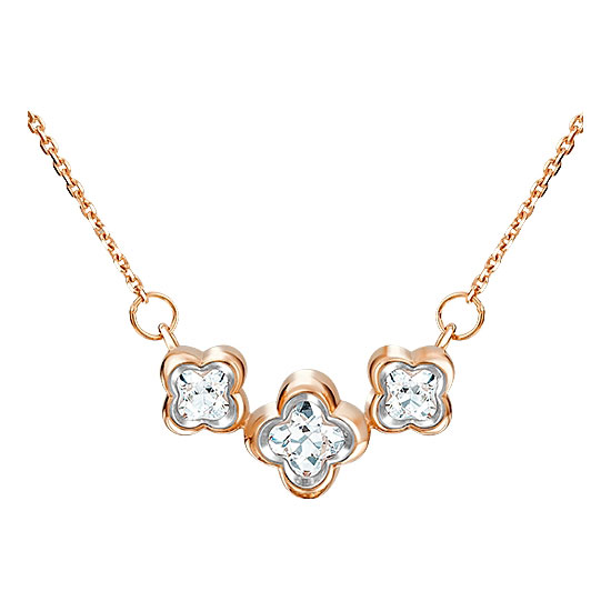 Золотое колье с подвеской PLATINA Jewelry 07-0190-00-501-1110-38 с фианитами