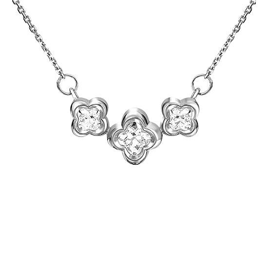Кулон на цепочке из белого золота PLATINA Jewelry 07-0190-00-501-1120-38 с фианитами