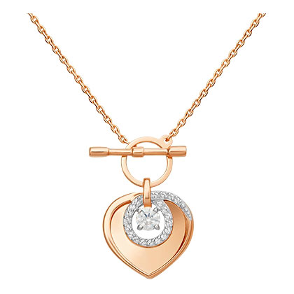 Золотое колье с подвеской ''Сердце'' PLATINA Jewelry 07-0233-00-501-1110-38 с фианитами