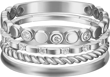 Набор колец из белого золота PLATINA Jewelry 13-0005-00-401-1120-48 с фианитами