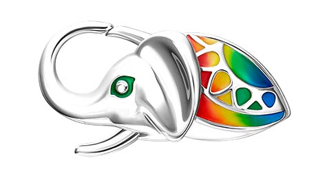 Серебряная подвеска для браслета ''Слон'' PLATINA Jewelry 14-0016-00-000-0200 с эмалью