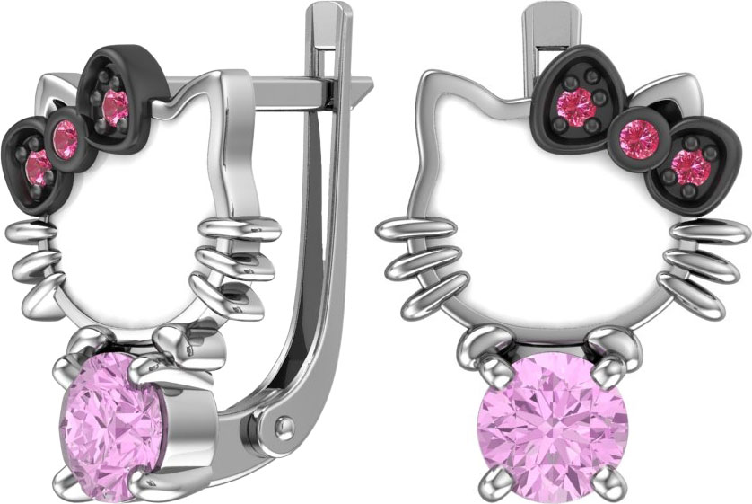 Детские серебряные серьги ''Хелло Китти'' POKROVSKY 0201386-13745 с фианитами