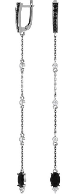 Длинные серебряные серьги POKROVSKY 0221354-04405 с кварцем, фианитами
