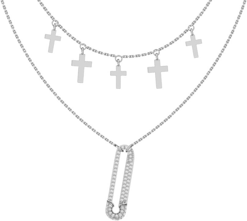 Серебряные крестики на цепочке POKROVSKY 0320425-00775 с фианитами