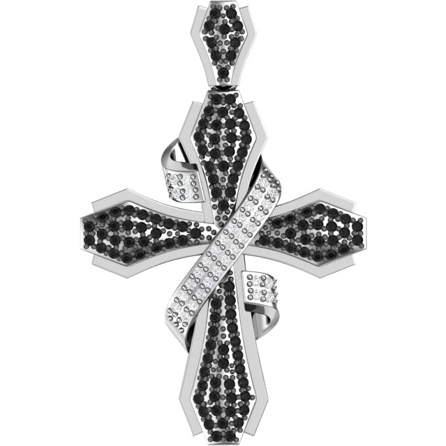 Женский серебряный декоративный крестик POKROVSKY 0800231-00215 с фианитами, черными фианитами
