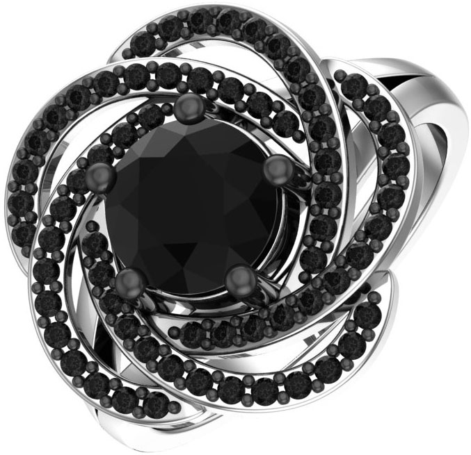 Серебряное кольцо POKROVSKY 1100771-04435 с кварцем, черными фианитами