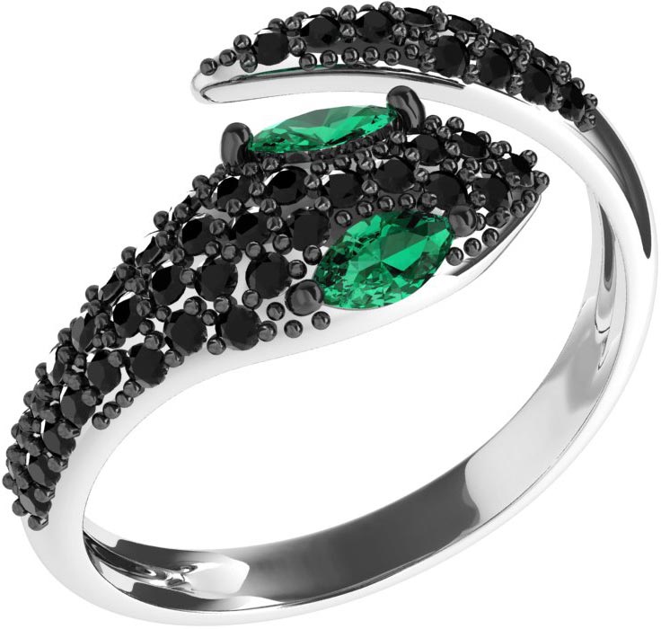 Серебряное открытое кольцо ''Змея'' POKROVSKY 1101524-00435 с фианитами