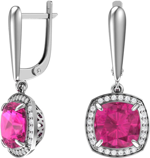 Серебряные серьги с подвесками POKROVSKY 2100984-04035 с кварцем, фианитами