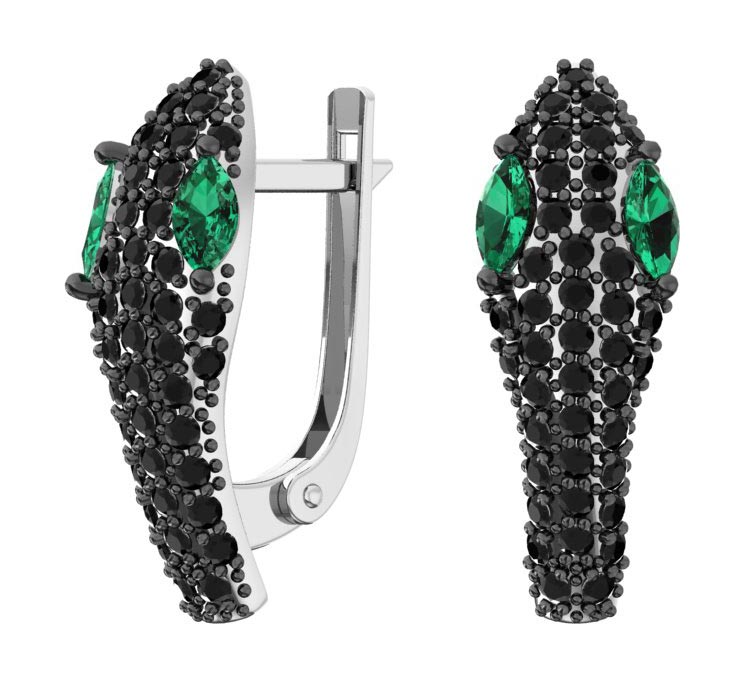 Серебряные серьги ''Змеи'' POKROVSKY 2101524-00435 с фианитами