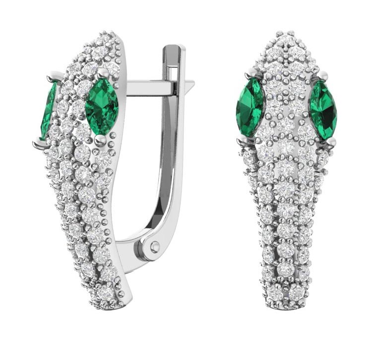 Серебряные серьги ''Змеи'' POKROVSKY 2101524-00455 с фианитами