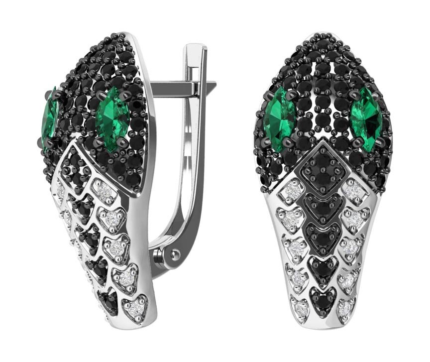 Серебряные серьги ''Змеи'' POKROVSKY 2101526-01585 с фианитами