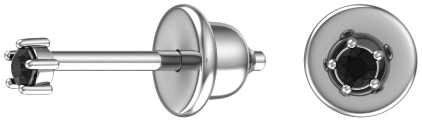 Серебряные серьги пусеты-гвоздики POKROVSKY 6001181-00205 с черными фианитами