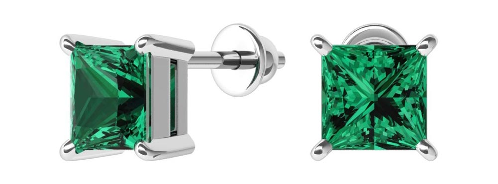 Серебряные серьги пусеты-гвоздики POKROVSKY 6001600-03615 с искусственным кварцем