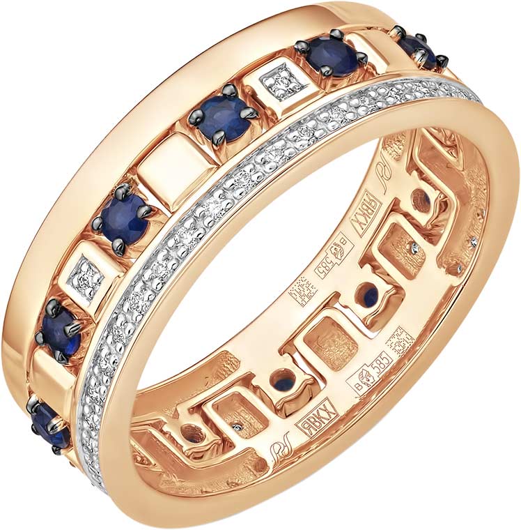 Золотое наборное кольцо PRESTIGE Jewelry K-1723-021 с сапфирами, бриллиантами