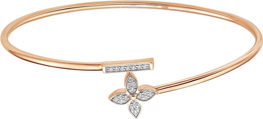 Золотой открытый жесткий браслет PRESTIGE Jewelry NVB-003-01-17 с бриллиантами